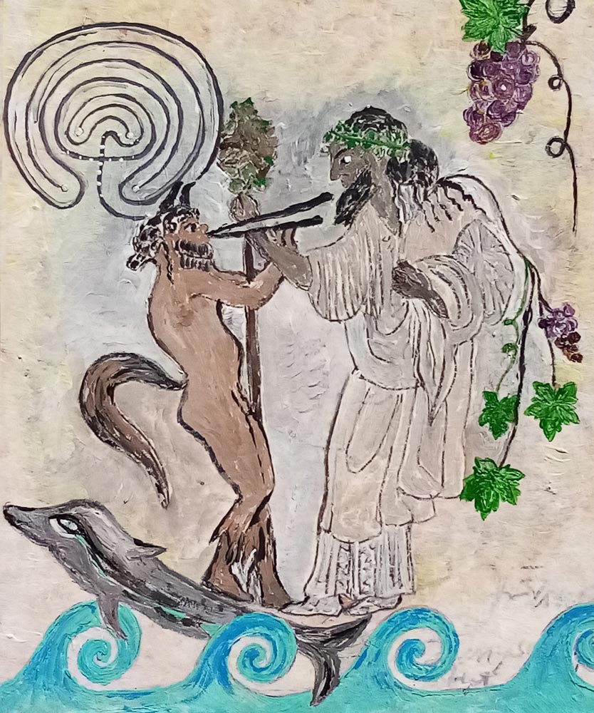 Dionysos mit Satyr